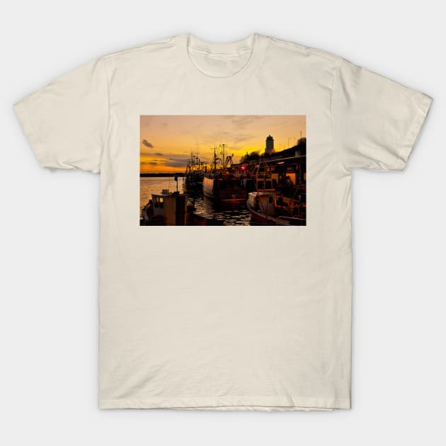 Sunset at North Shields Fish Quay T-Shirt by Violaman